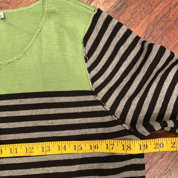 Eliza J Sweater Dress black gray green stripe color block size Large - Picture 7 of 10